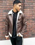 Only & Sons Aviator Jacket In Brown