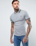 Fred Perry Slim Pique Polo Shirt Twin Tipped In Gray Marl - Gray