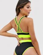 Asos 4505 Cross Back Bikini Top-black
