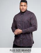 Duke Plus Shirt In Navy With Rust Floral Print - Gray