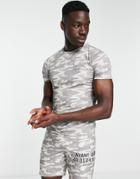 Avant Garde Grid T-shirt In Ecru Camo - Part Of A Set-blue