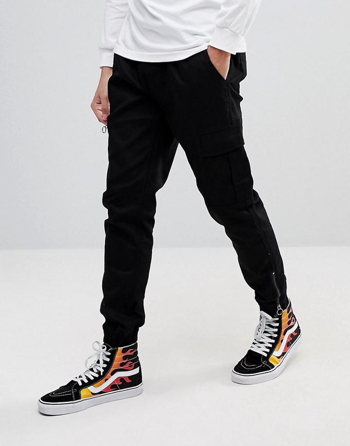 Fairplay Cargo Joggers In Skinny Fit - Black