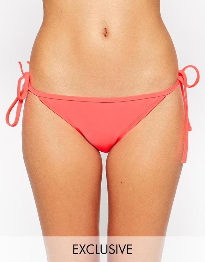 South Beach Mix And Match Tie Side Bikini Bottom - Coral