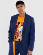 Asos Design Skinny Suit Jacket In Petrol Blue - Blue
