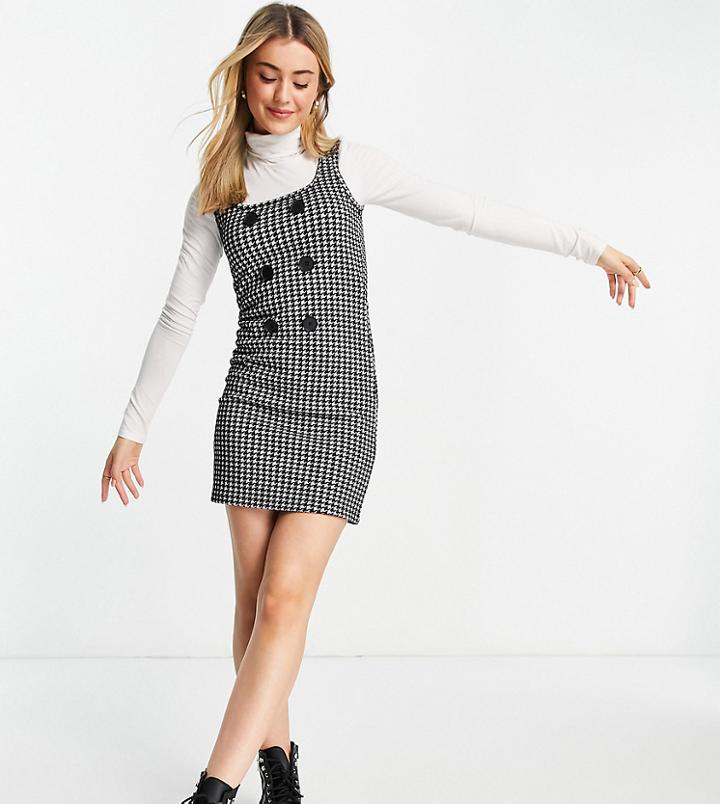 Vero Moda Frsh Mini Pinafore Dress In Black Check