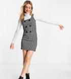 Vero Moda Frsh Mini Pinafore Dress In Black Check