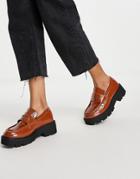 Truffle Collection Chunky Loafers In Brown Patent