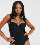 Wolf & Whistle Fuller Bust Exclusive Underwired Lace Swimsuit In Black Dd-g - Black