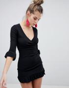 Boohoo Ruffle Trim Dress - Black