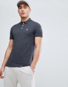 Abercrombie & Fitch Stretch Pique Slim Fit Polo Icon Moose Logo In Charcoal Marl - Gray
