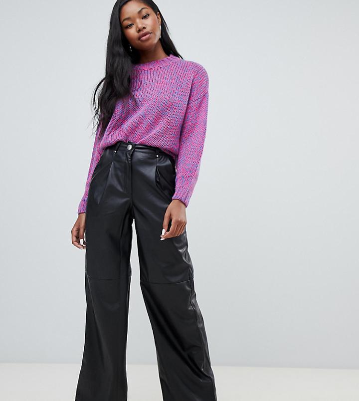 Bershka Faux Leather Wide Leg Pants