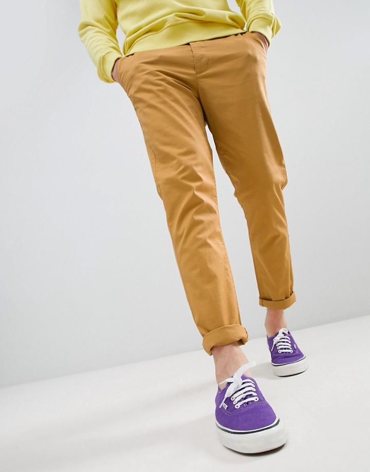 Asos Design Tapered Chinos In Tan - Brown