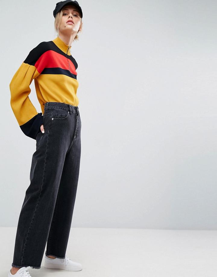 Asos Wide Leg Jeans In Ashes Black Wash - Black