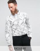 Noose & Monkey Smart Shirt With Floral Print - White