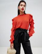 Y.a.s Suffia Ruffle Blouse - Red