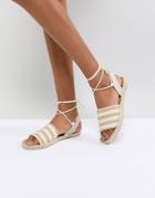 Boohoo Striped Espadrille Sandals - Cream