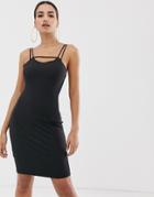 The Girlcode Strappy Cami Bodycon Dress In Black - Black
