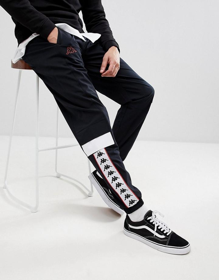 Kappa Track Joggers With Banda Taping Panel - Black