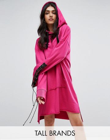 Daisy Street Tall Longline Hooded Dress - Pink