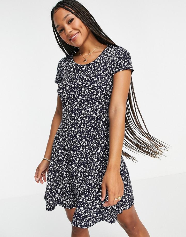 Qed London Swing Mini Dress In Navy