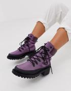 Asos Design Alix Hiker Boots In Purple