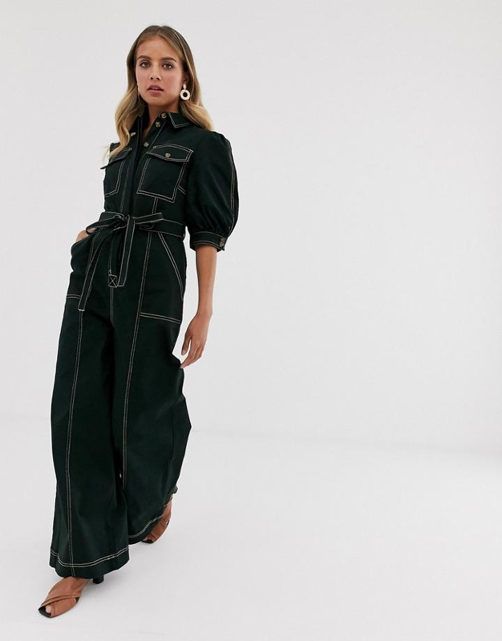 The East Order Junee Wide Leg Jumpsuit With Contrast Stitching - Black