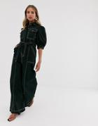 The East Order Junee Wide Leg Jumpsuit With Contrast Stitching - Black