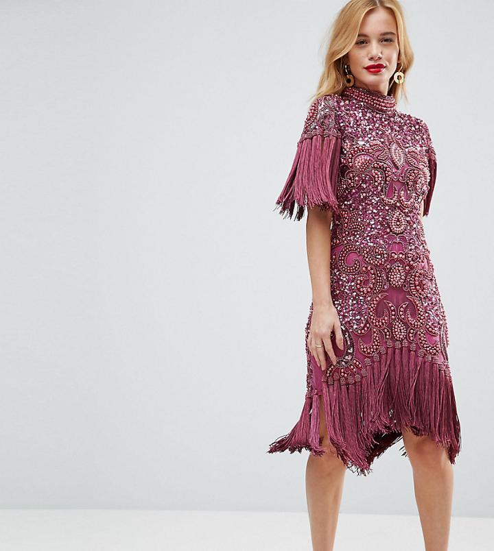 A Star Is Born Petite Mini Dress With Allover Embellishment - Purple