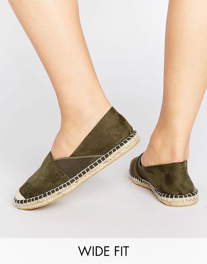 Asos Jersey Wide Fit Elastic Detail Espadrilles - Green