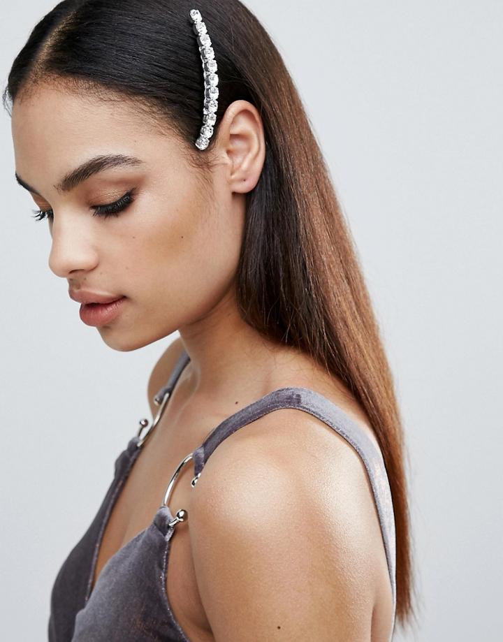 Krystal London Swarovski Crystal 1 Row Hair Grip - Silver
