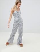 Prettylittlething Striped Jumpsuit - Navy
