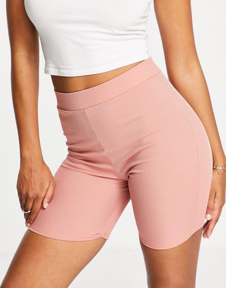 Club L London Slinky Shorts In Terracotta - Part Of A Set-orange