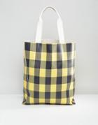 Asos Oversized Check Shopper Bag - Yellow