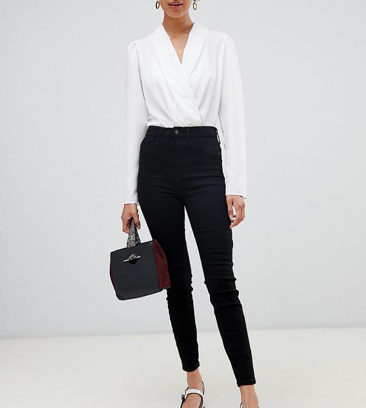 River Island Harper High Rise Skinny Jeans In Black - Black