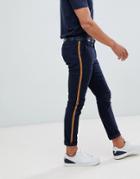 New Look Skinny Chinos With Side Stripe In Navy - Navy