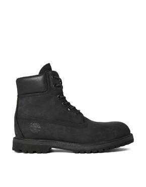 Timberland 6" Premium Black Lace Up Flat Boot - Black