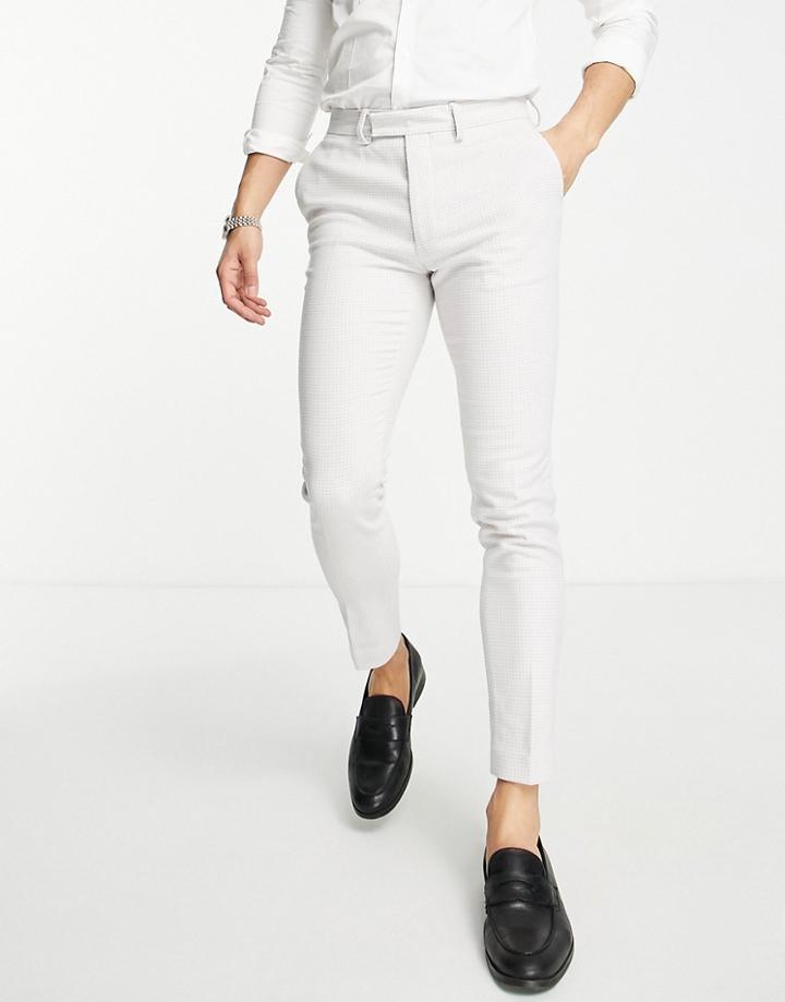 Asos Design Wedding Super Skinny Wool Mix Smart Pants With Lilac Dog Tooth Check-purple