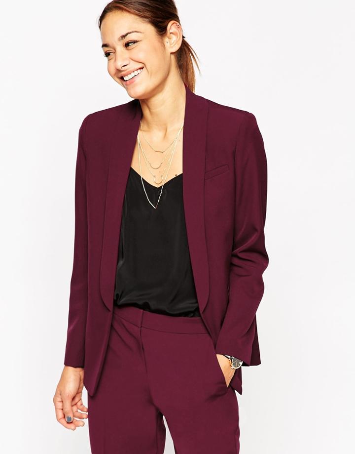 Asos Premium Tailored Edge To Edge Blazer - Wine
