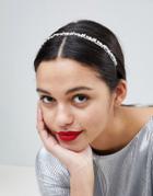Lipsy Faux Pearl And Crystal Headband - Silver