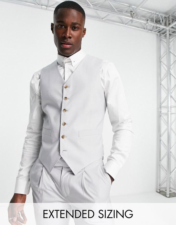 Noak 'camden' Skinny Vest In Light Gray With Two-way Stretch