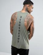Asos Sleeveless T-shirt With Back Print And Racer Back - Green
