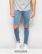 Reclaimed Vintage Super Skinny Jeans With Knee Rips - Light Wash