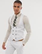 Asos Design Wedding Skinny Suit Vest In Stretch Cotton In Ice Gray - Gray
