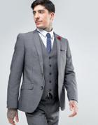 Harry Brown Slim Fit Birds Eye Suit Jacket - Gray