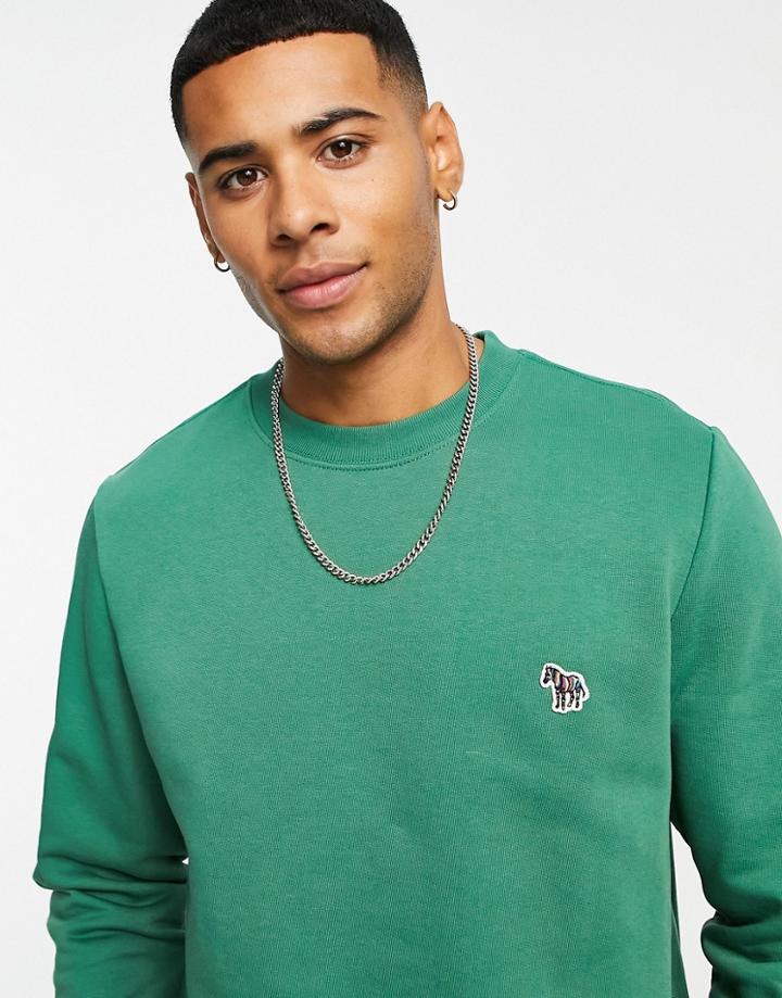 Ps Paul Smith Zebra Logo Crew Neck Sweatshirt In Dark Green