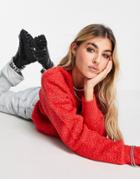 Asos Design Oversized Sweater In Texture In Red