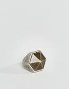 Asos Geometric Signet Ring In Mixed Metals - Silver