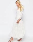 Asos Maxi Dress With Lace And Crochet Inserts - White