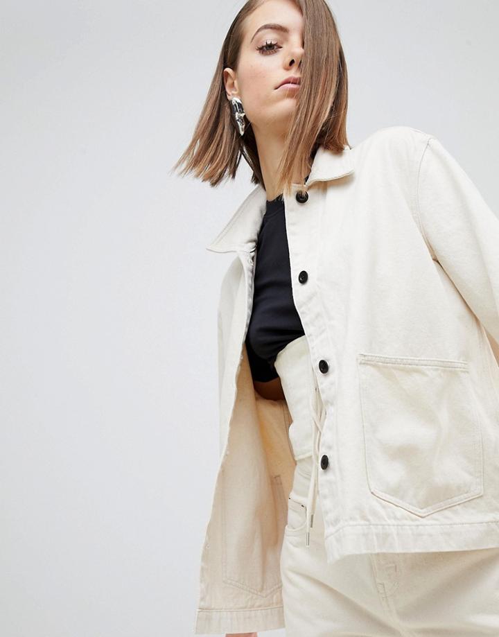 Weekday Limited Edition Denim Coach Jacket - Cream