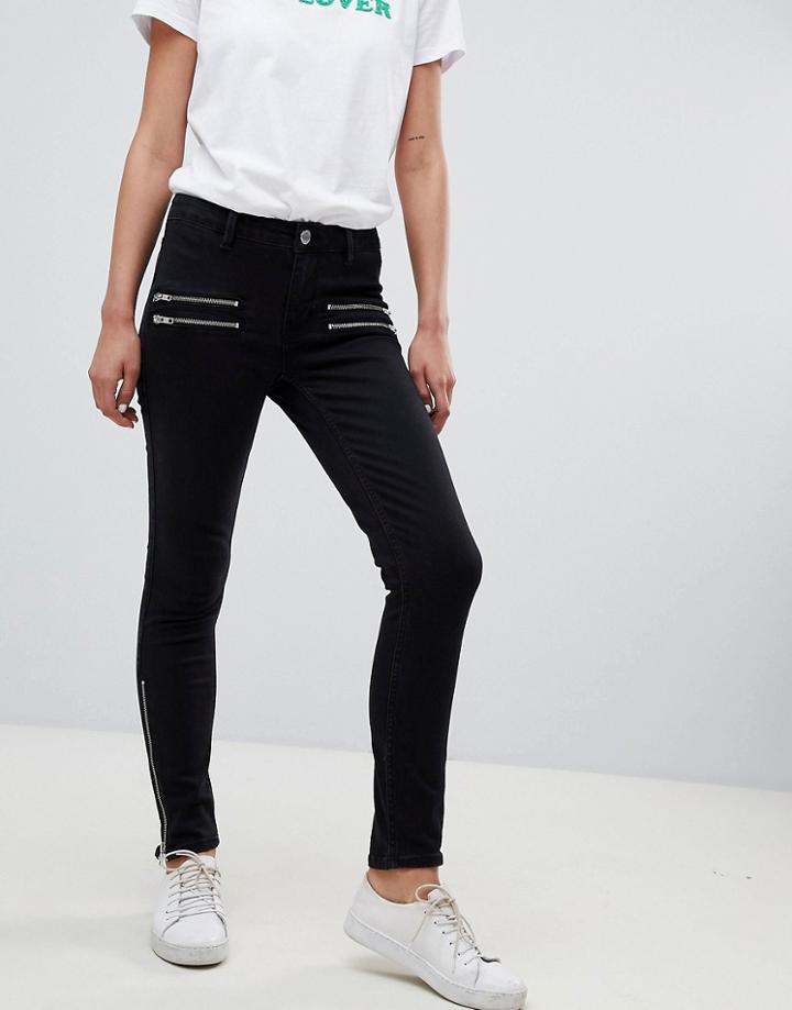 2ndday Skinny Jeans With Zip Detail - Black